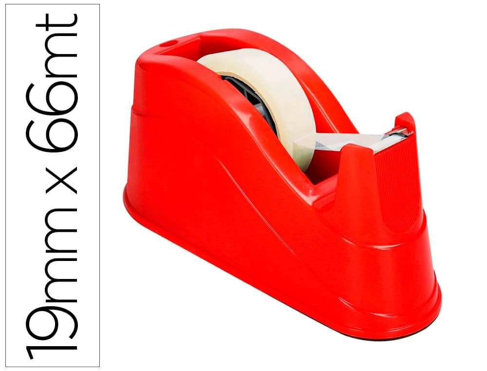 Q-connect Portarrollo sobremesa q-connect plastico para cintas de 66 m color rojo 220x100x70 mm