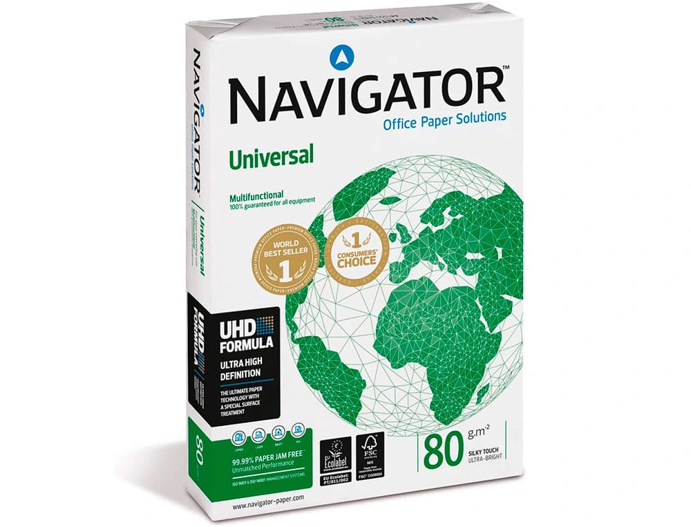 Papel fotocopiadora navigator din a4 80 gramos paquete de 400 hojas