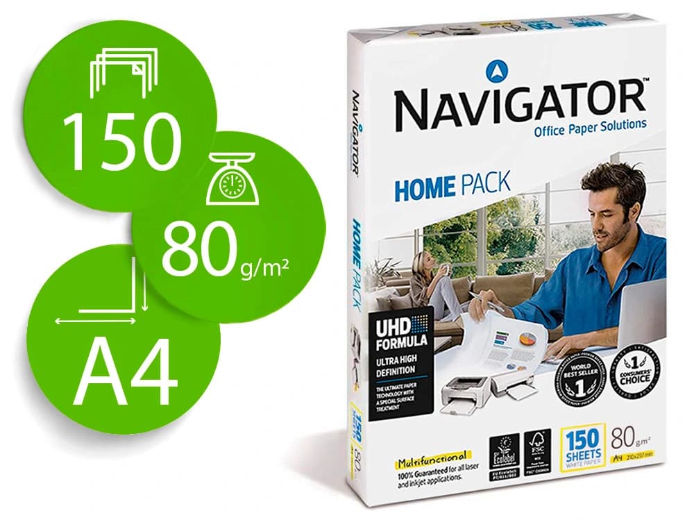 Navigator Papel fotocopiadora navigator din a4 80 gramos paquete de 150 hojas