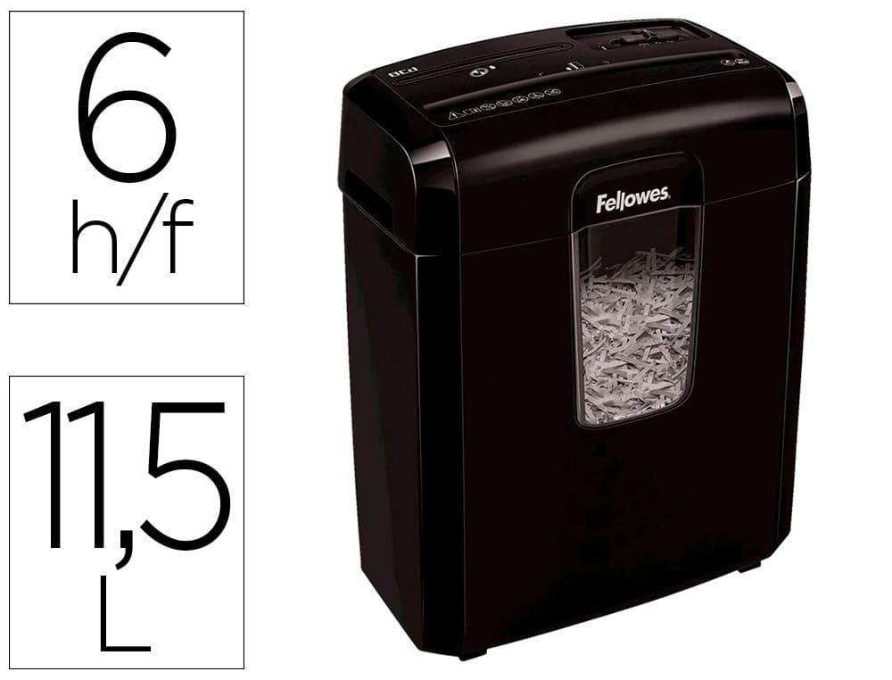 Fellowes Destructora de documentos fellowes lx-25m capacidad 6h p4 destruye grapas clips y tarjeta papelera 11,5 l