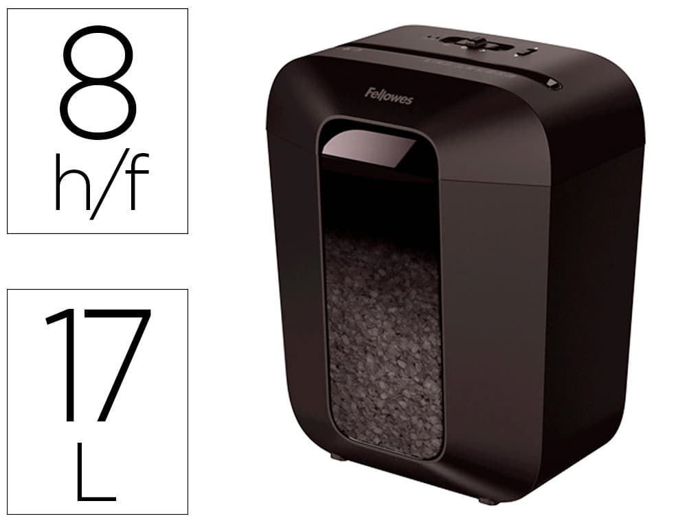 Fellowes Destructora de documentos Fellowes LX-41 capacidad 8h seguridad P4 destruye grapas clips y tarjeta papelera 17 l