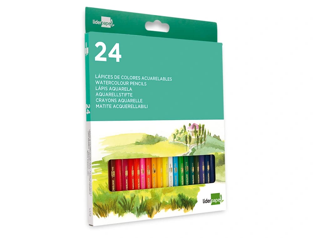 Lapices de colores acuarelables liderpapel caja de 24 unidades colores surtidos