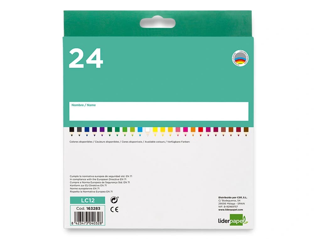 Lapices de colores acuarelables liderpapel caja de 24 unidades colores surtidos