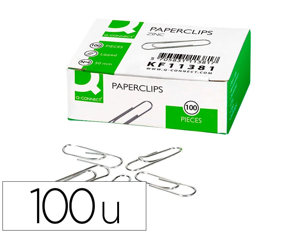 Clips zinc q-connect n 4 labiados 50 mm caja de 100 unidades