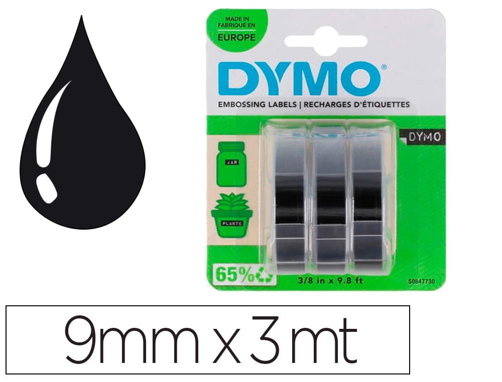Dymo Cinta dymo 3d 9mm x 3mt para rotuladora omega/junior color azul/ /rojo blister 3 unidades
