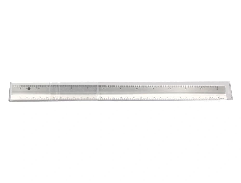 Escala liderpapel aluminio forma triangular con funda protectora longitud 30 cm 1:20 1:25/1:50/1:75/1:100/1:150