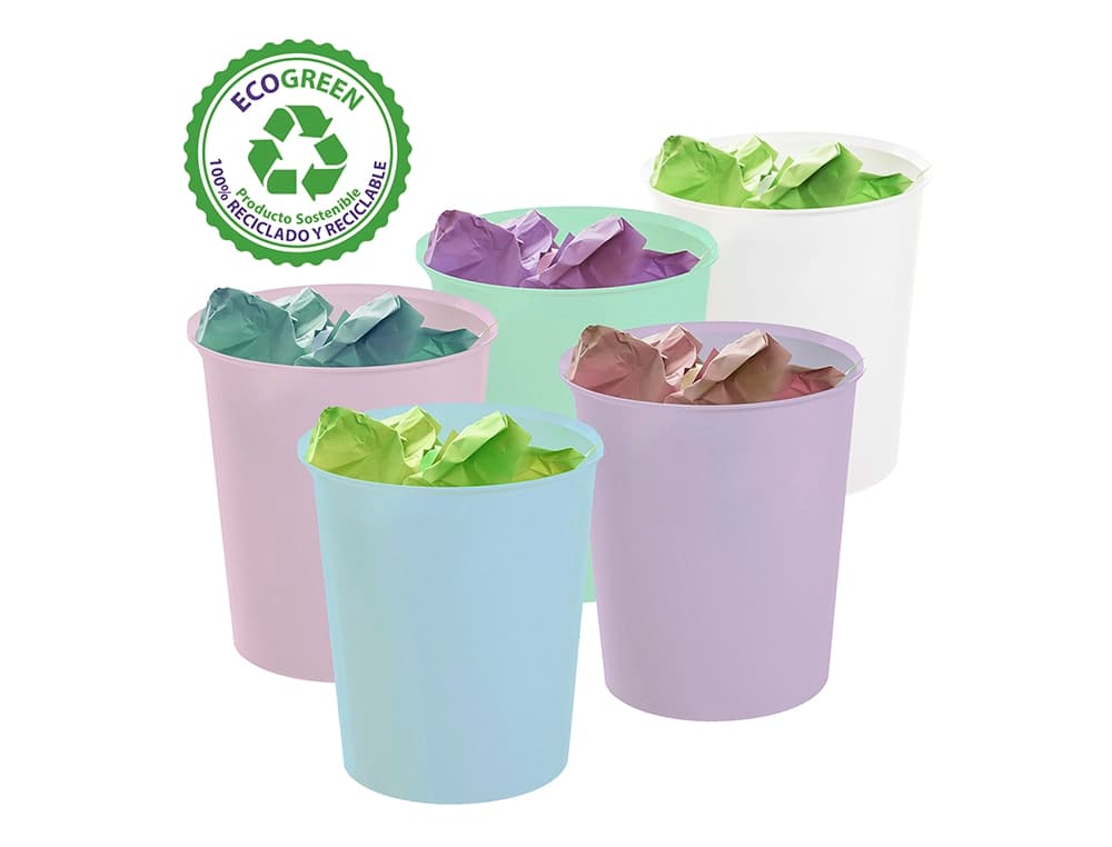Papelera plastico archivo 2000 ecogreen 100% reciclada 18 litros 290x310 mm