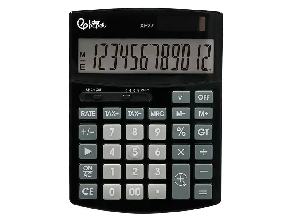 Calculadora liderpapel sobremesa xf27 12 digitos tasas solar y pilas color negro 155x115x25 mm