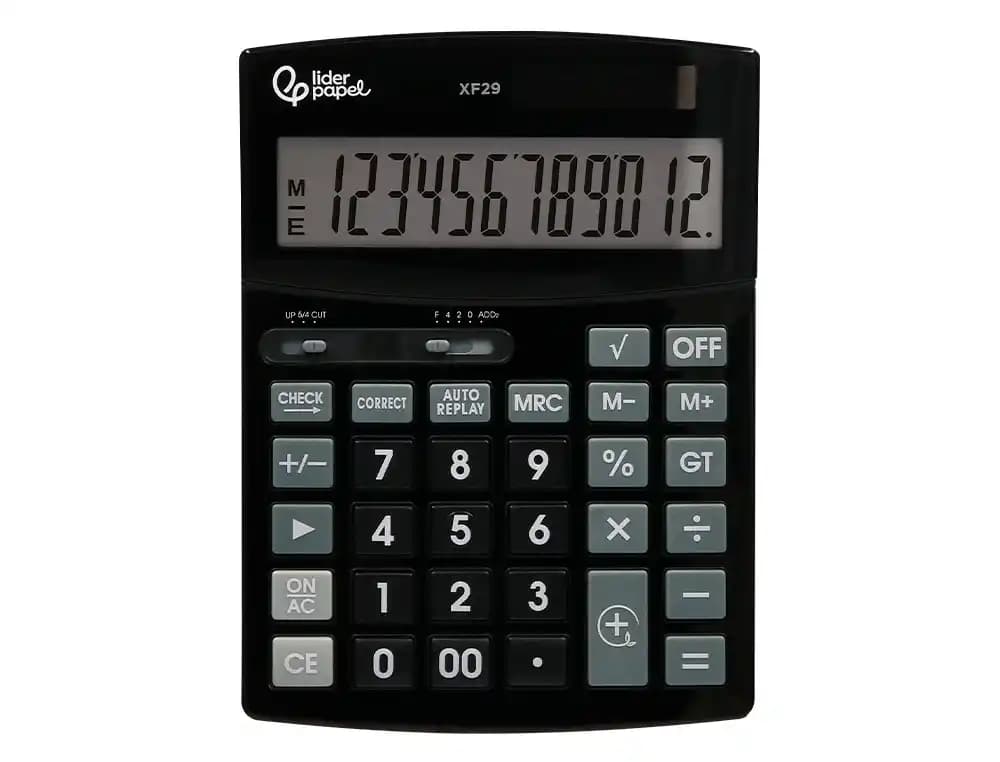 Calculadora liderpapel sobremesa xf29 12 digitos solar y pilas color negro 190x140x30 mm