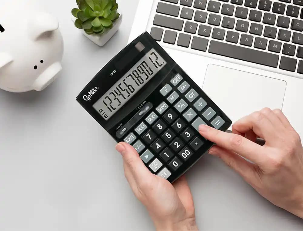 Calculadora liderpapel sobremesa xf30 12 digitos tasas solar y pilas color negro 190x140x30 mm