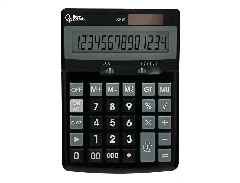 Calculadora liderpapel sobremesa xf31 14 digitos solar y pilas color negro 170x122x35 mm