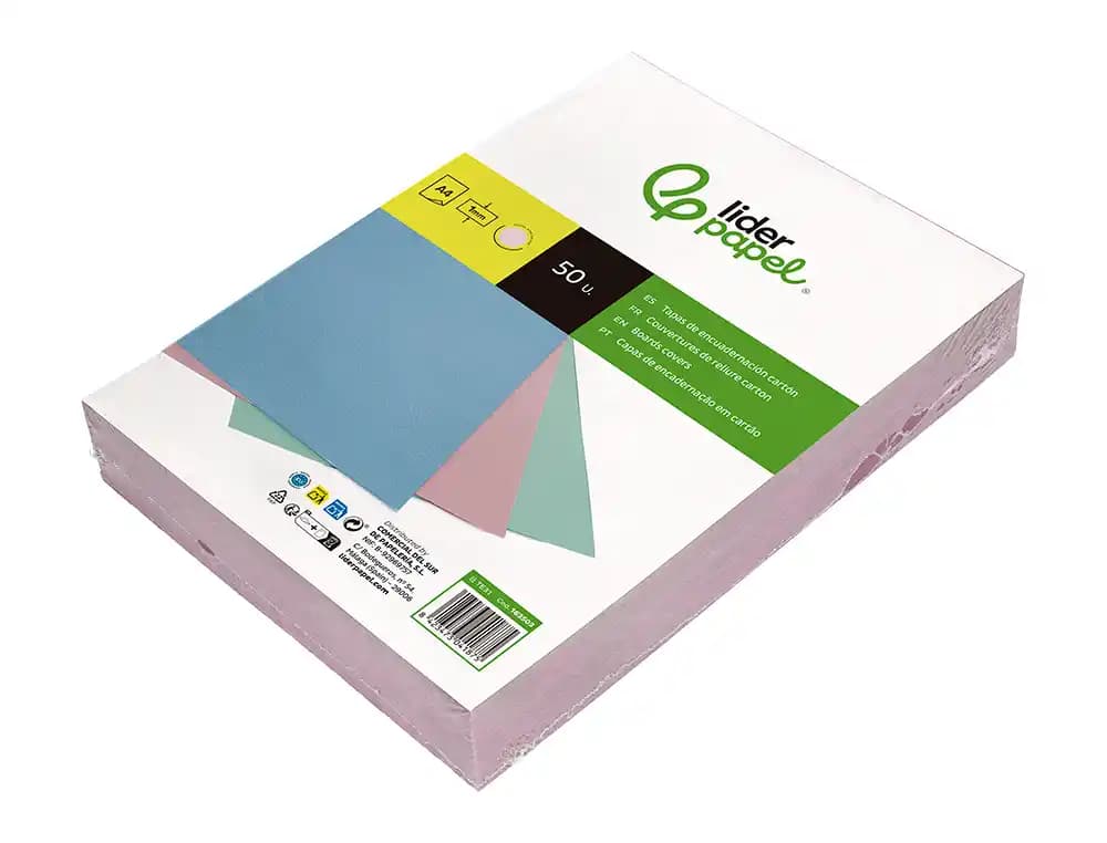 Tapa encuadernacion liderpapel carton a4 1 mm paquete de 50 unidades