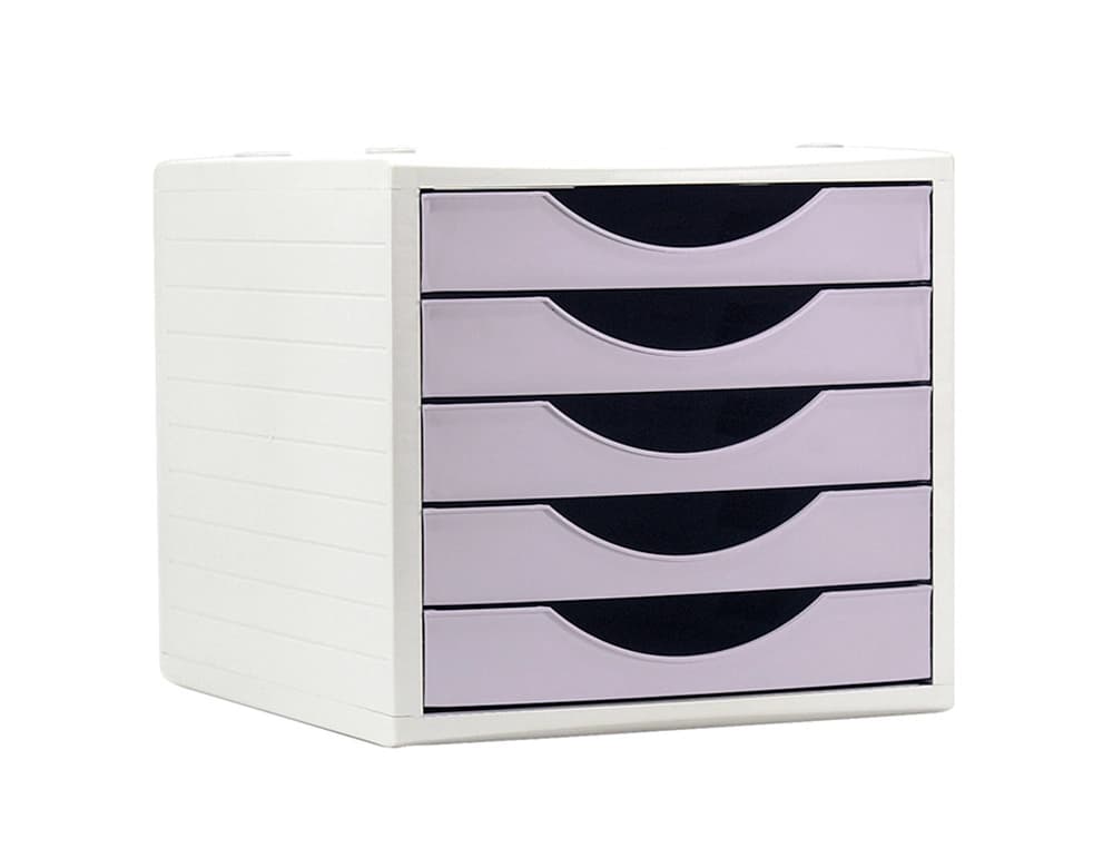 Fichero de sobremesa Archivo 2000 Archivotec de 5 cajones pastel, 270 × 340 × 260 mm – Lavanda