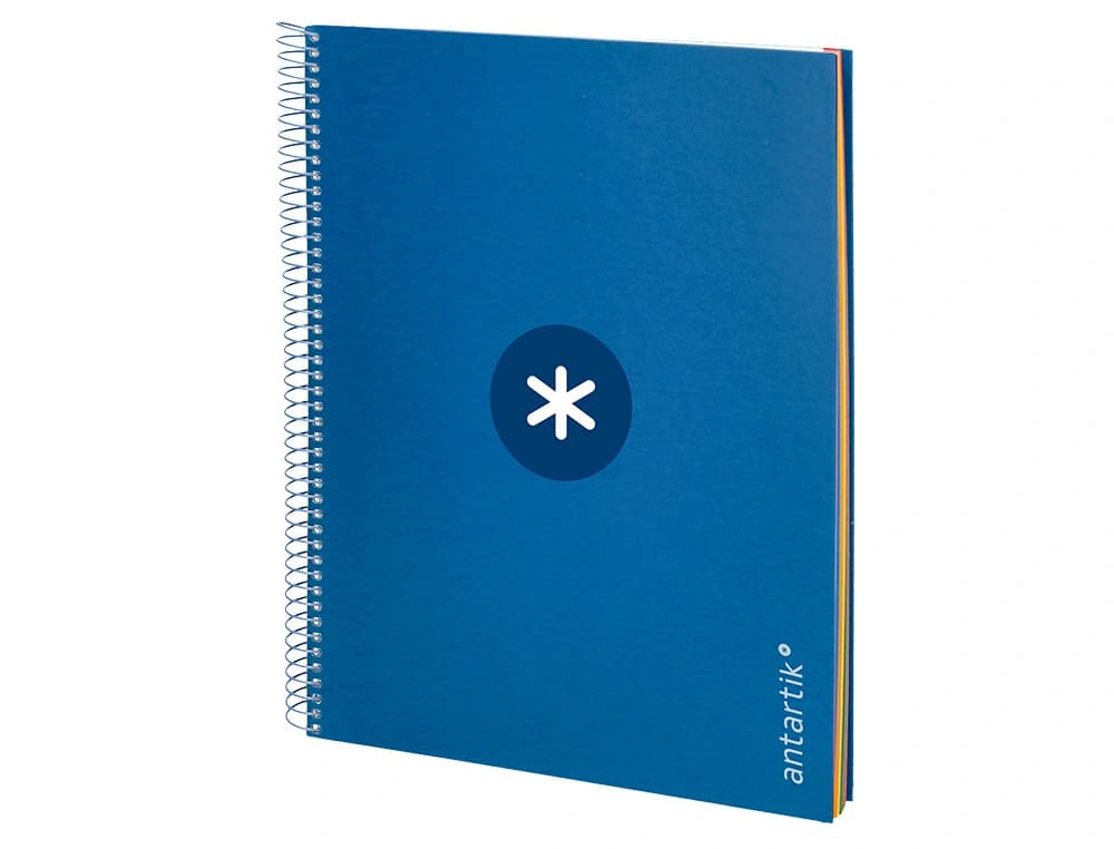Cuaderno espiral a4 micro antartik tapa forrada 120h 90 gr horizontal 5 bandas 4 taladros colores