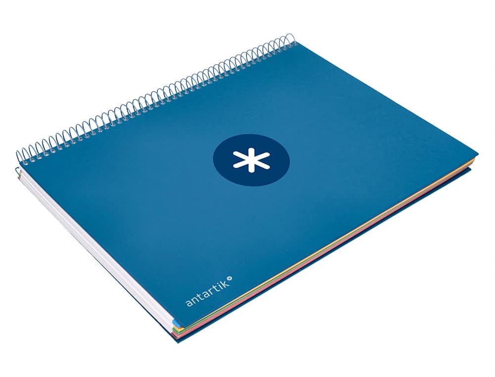 Cuaderno espiral a4 micro antartik tapa forrada 120h 90 gr horizontal 5 bandas 4 taladros colores