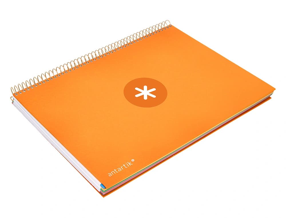 Cuaderno espiral a4 micro antartik tapa forrada 120h 90 gr horizontal 5 bandas 4 taladros colores