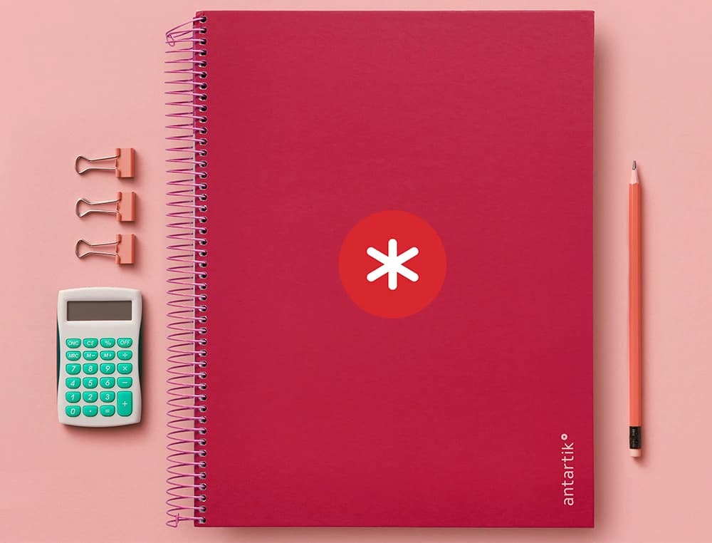 Cuaderno espiral a4 micro antartik tapa forrada 120h 90 gr horizontal 5 bandas 4 taladros colores