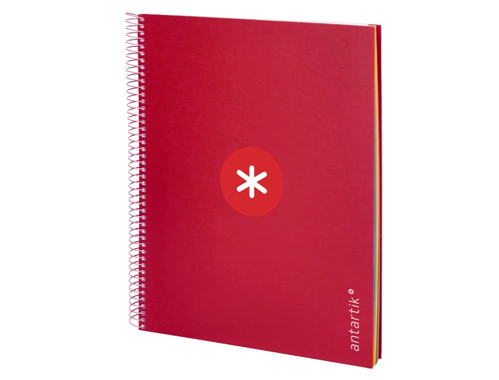 Cuaderno espiral a4 micro antartik tapa forrada 120h 90 gr horizontal 5 bandas 4 taladros colores