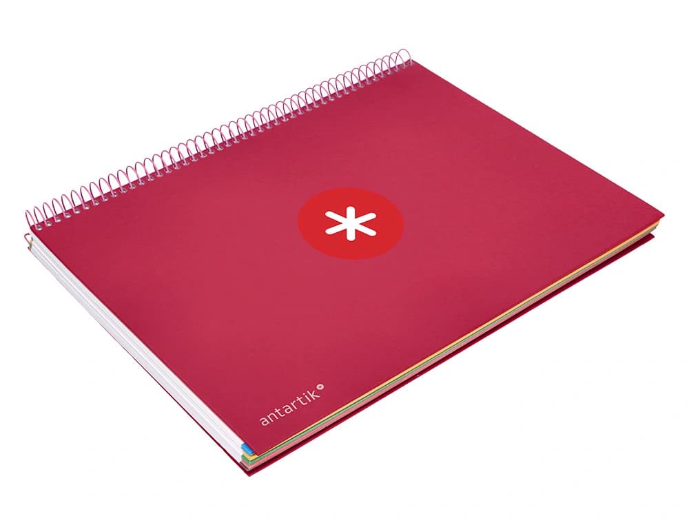 Cuaderno espiral a4 micro antartik tapa forrada 120h 90 gr horizontal 5 bandas 4 taladros colores