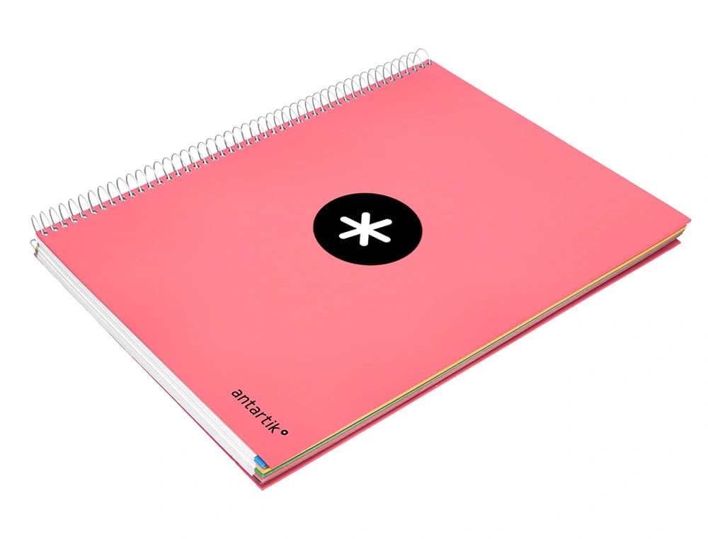 Cuaderno espiral a4 micro antartik tapa forrada 120h 90 gr liso con bandas 4 taladros