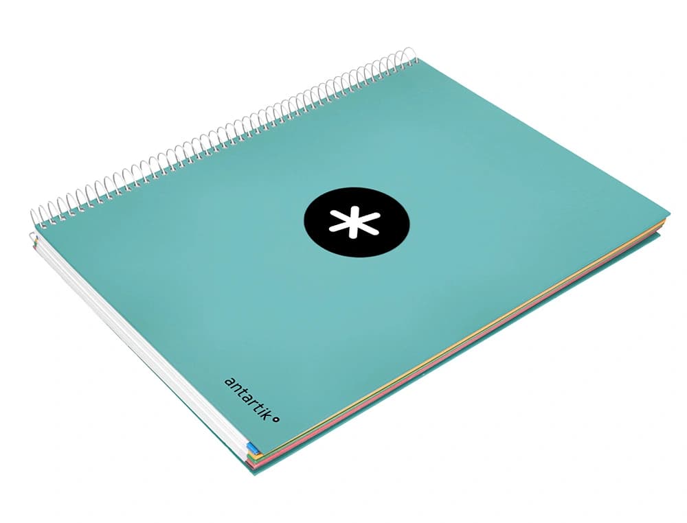 Cuaderno espiral a4 micro antartik tapa forrada 120h 90 gr liso con bandas 4 taladros