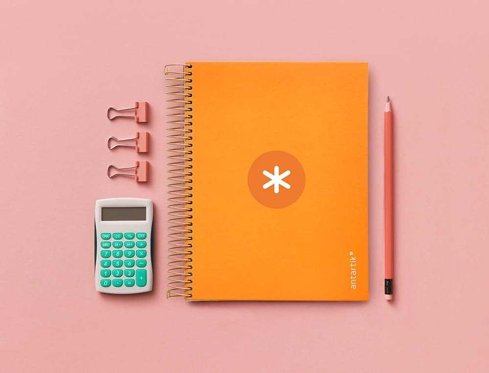 Cuaderno espiral a5 micro antartik tapa forrada120h 90 gr cuadro 5mm 5 bandas6 taladros