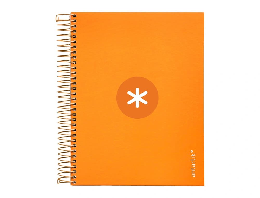 Cuaderno espiral a5 micro antartik tapa forrada120h 90 gr cuadro 5mm 5 bandas6 taladros