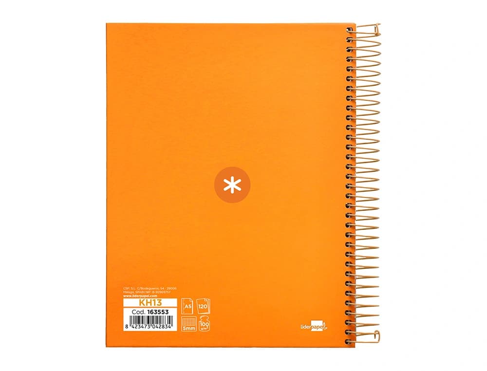 Cuaderno espiral a5 micro antartik tapa forrada120h 90 gr cuadro 5mm 5 bandas6 taladros