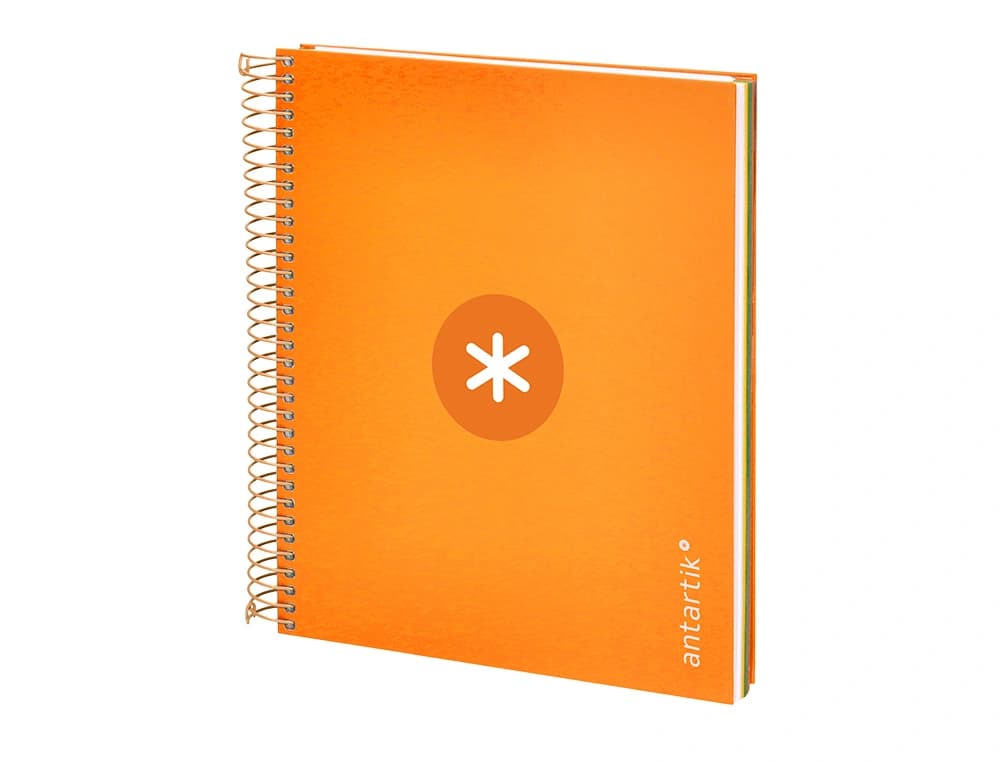 Cuaderno espiral a5 micro antartik tapa forrada120h 90 gr cuadro 5mm 5 bandas6 taladros