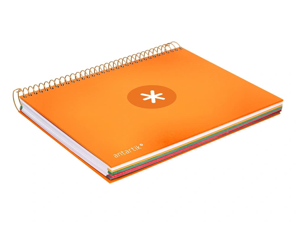 Cuaderno espiral a5 micro antartik tapa forrada120h 90 gr cuadro 5mm 5 bandas6 taladros