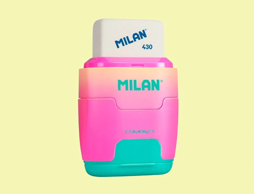 Sacapuntas milan compact sunset plastico 2 usos con goma de borrar colores surtidos