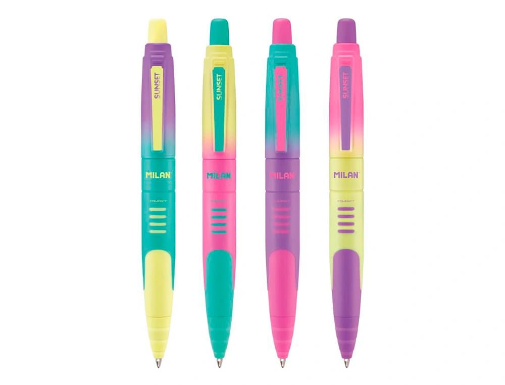 Boligrafo milan compact sunset retractil tinta azul punta 1 mm colores surtidos