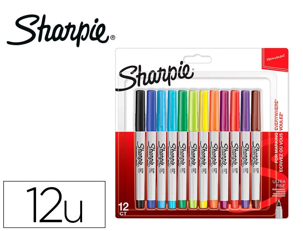 Sharpie Rotulador sharpie permanente ultrafino blister 12 unidades colores surtidos