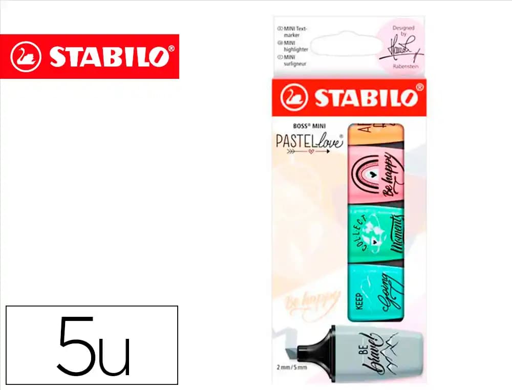Stabilo Rotulador stabilo boss mini pastel love estuche de 5 unidades colores surtidos