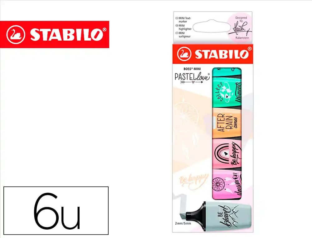 Stabilo Rotulador stabilo boss mini pastel love estuche de 6 unidades colores surtidos