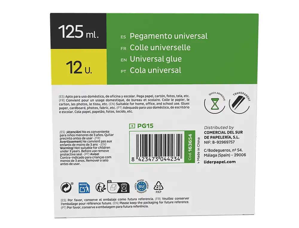 Pegamento liderpapel universal transparente 125 ml