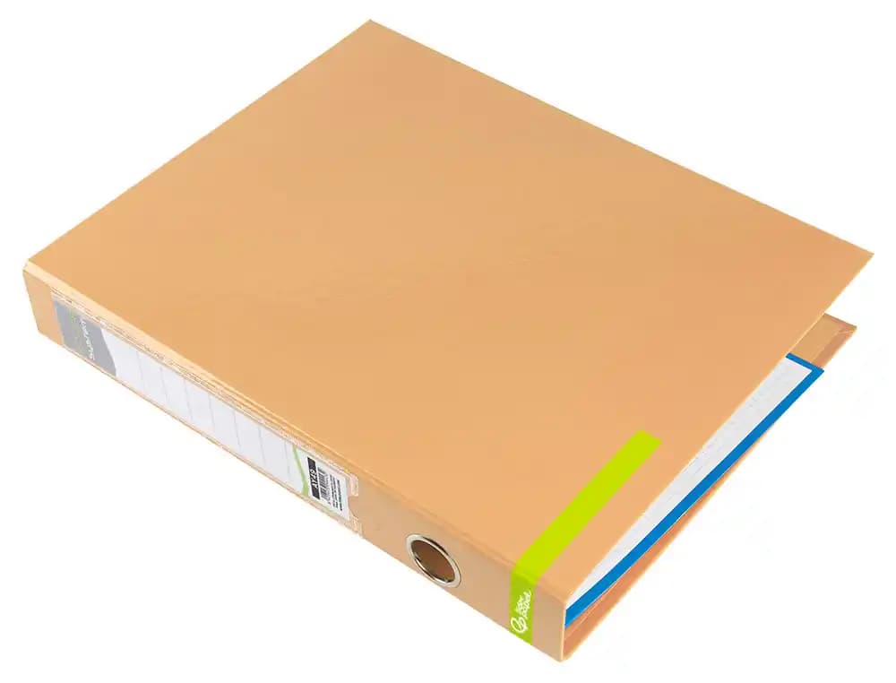 Carpeta Liderpapel Color System A4 de cartón forrado con 2 anillas mixtas de 25 mm, ollao y tarjetero – Melocotón