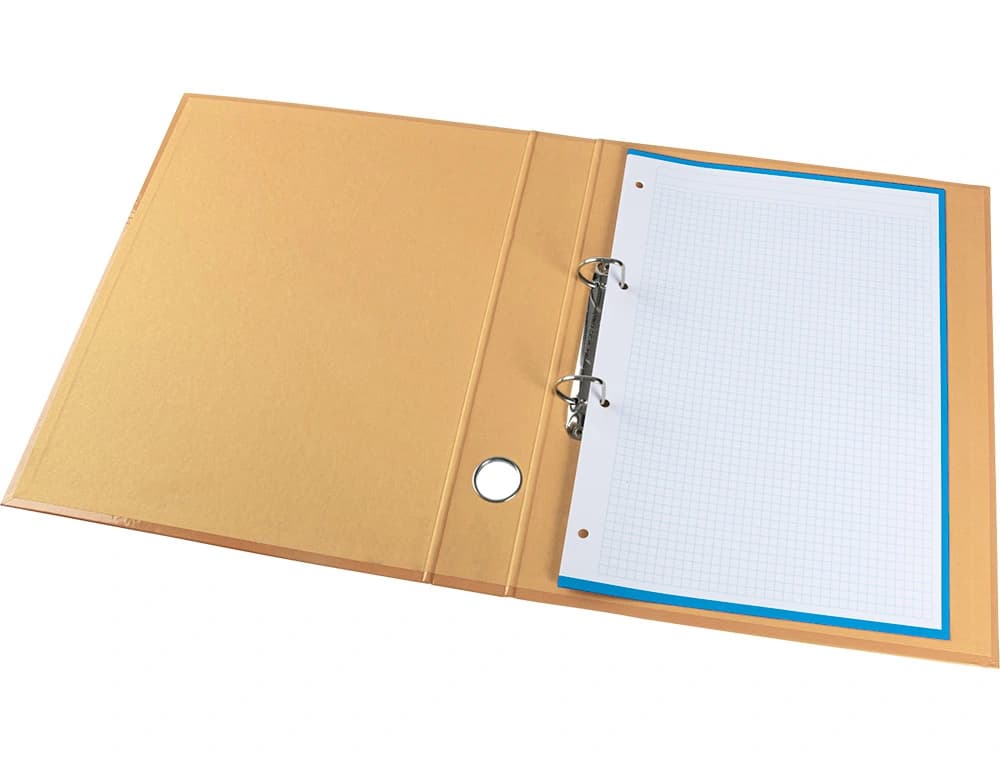 Carpeta Liderpapel Color System A4 de cartón forrado con 2 anillas mixtas de 25 mm, ollao y tarjetero – Melocotón
