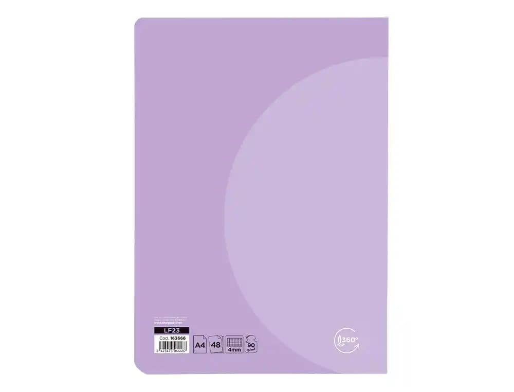 Libreta liderpapel 360 tapa de plastico a4 48 hojas 90gr cuadro 5mm con doble margen colores pastel
