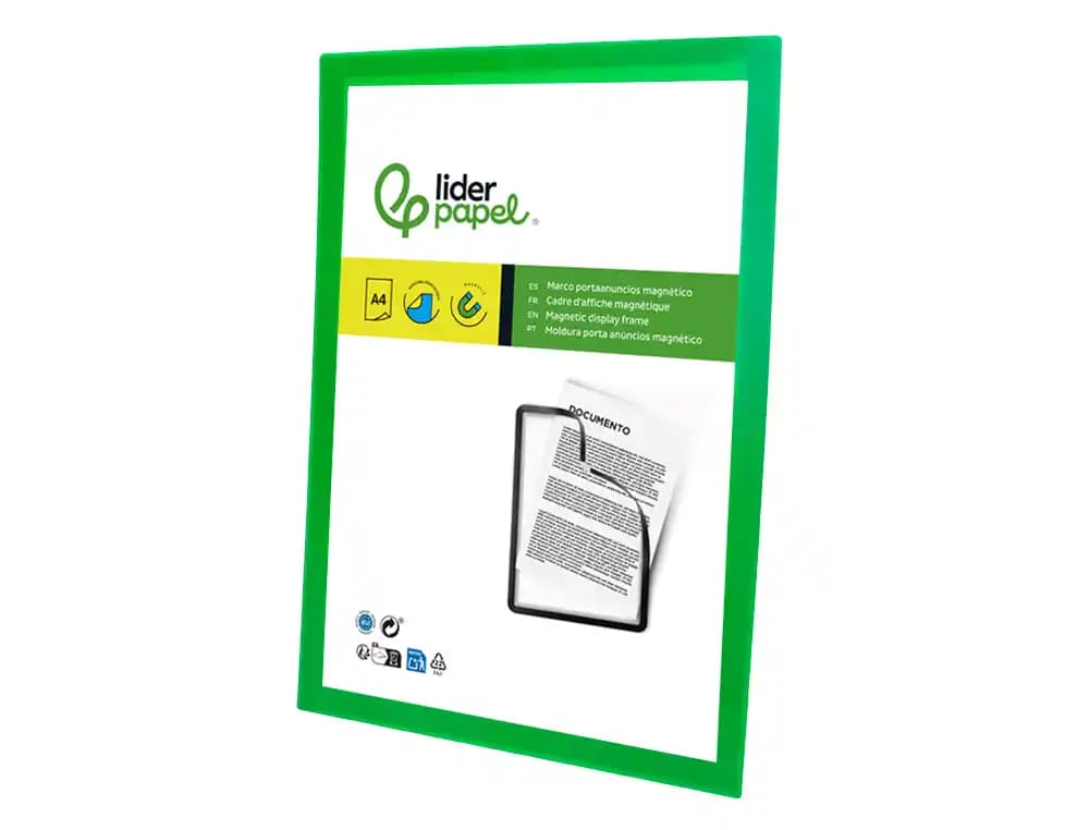 Marco porta anuncios liderpapel magnetico din a4 dorso adhesivo removible