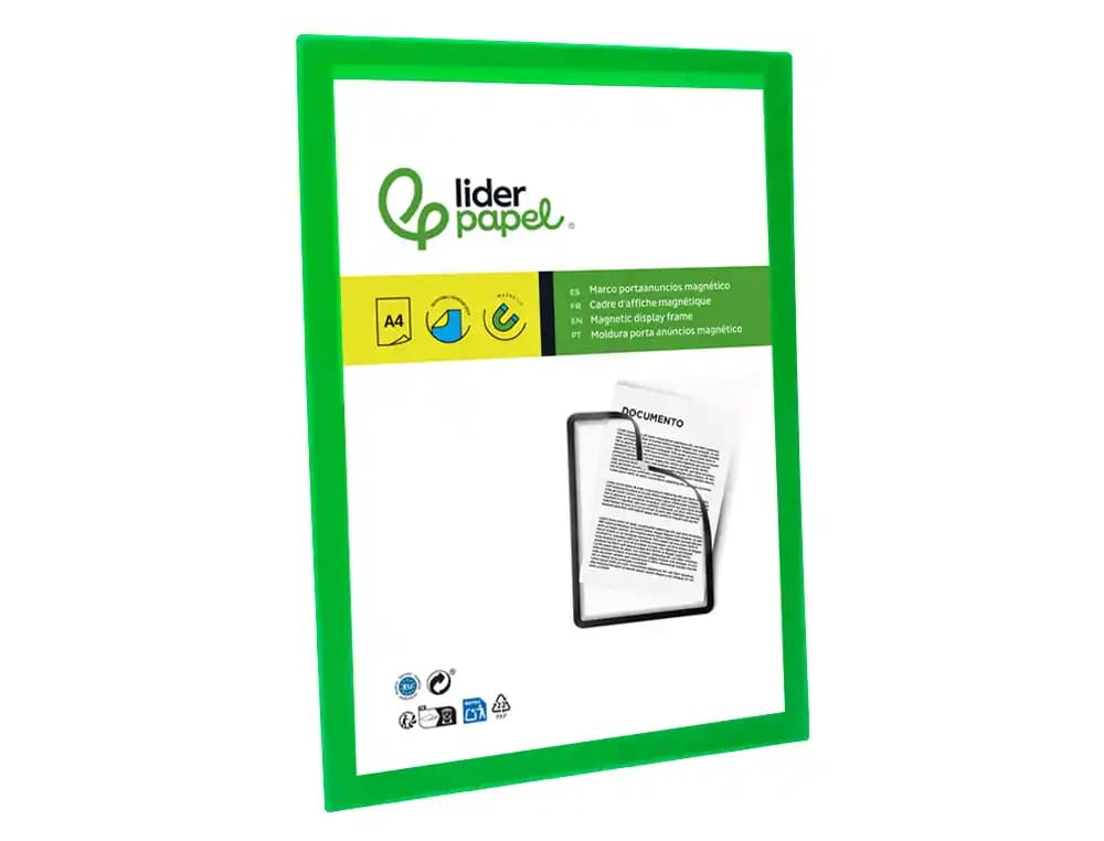 Marco porta anuncios liderpapel magnetico din a4 dorso adhesivo removible