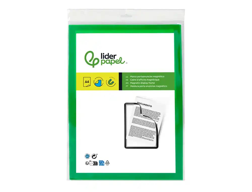 Marco porta anuncios liderpapel magnetico din a4 dorso adhesivo removible
