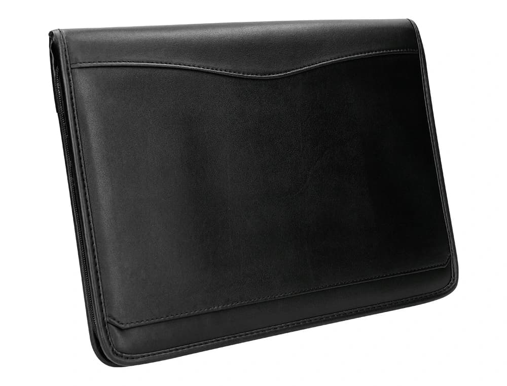 Carpeta portafolios q-connect cremallera con bolsa para movil y tarjetero color negro 260x355 mm