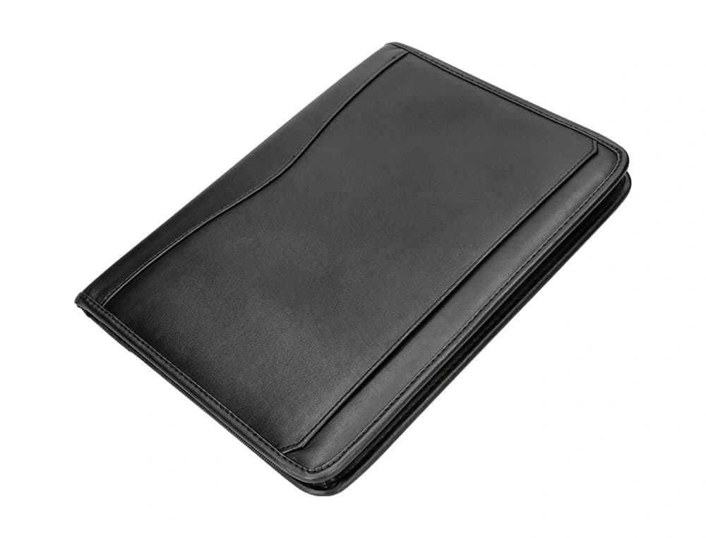 Carpeta portafolios q-connect cremallera con bolsa para movil y tarjetero color negro 260x355 mm