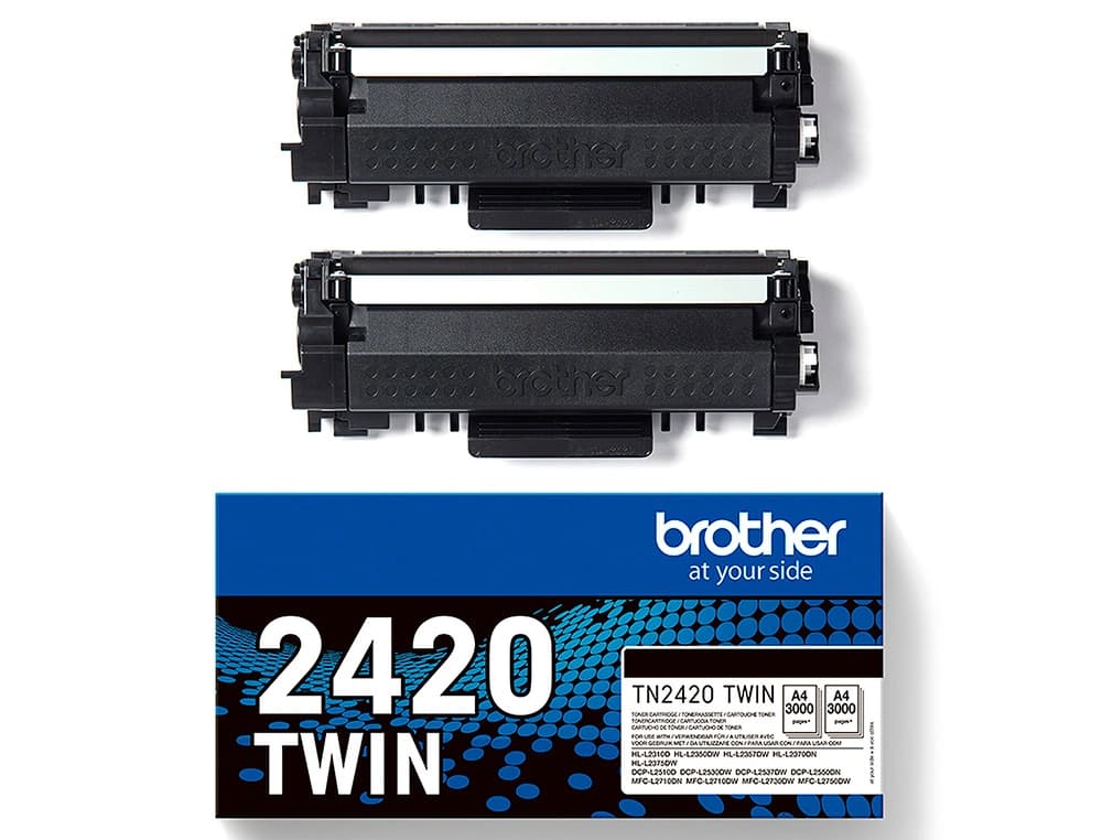 Toner brother tn2420twin para dcp-l2510/ 2530 / 2550 / hl-l2375 negro 3000 paginas pack 2 unidades