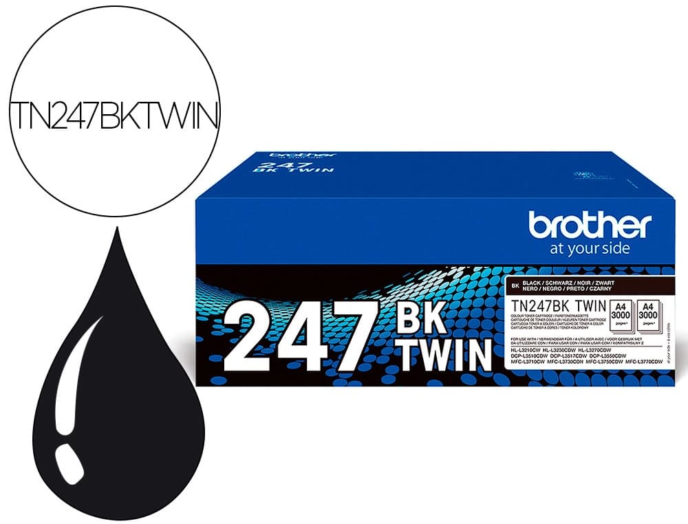 Brother Toner brother tn247bk dcp-l3510cdw / hl-l3270cdw / mfc-l3710cw negro 3000 paginas pack 2 unidades