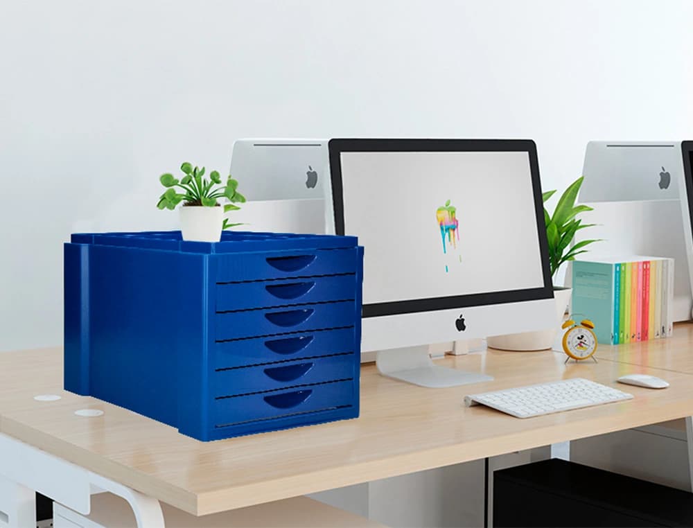 Fichero cajones de sobremesa q-connect bandeja organizadora superior 6 cajones opaco