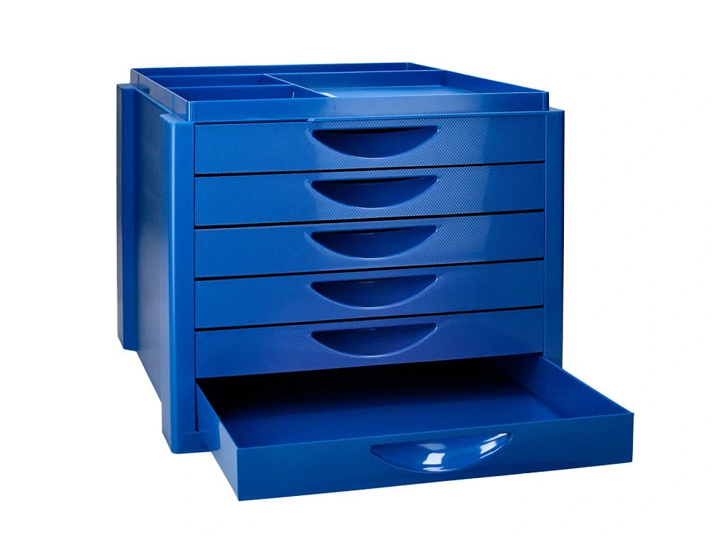 Fichero cajones de sobremesa q-connect bandeja organizadora superior 6 cajones opaco