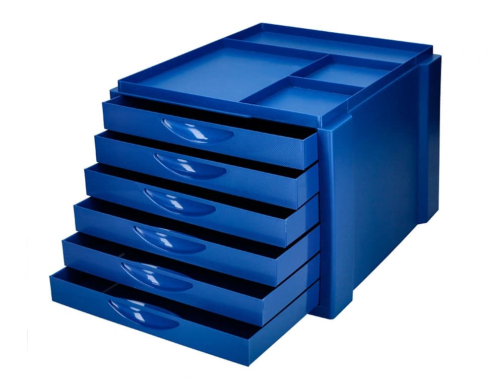Fichero cajones de sobremesa q-connect bandeja organizadora superior 6 cajones opaco