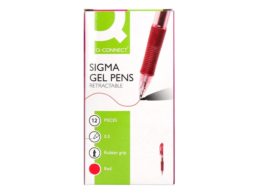 Boligrafo q-connect sigma retractil con sujecion de caucho tinta gel 0,5 mm